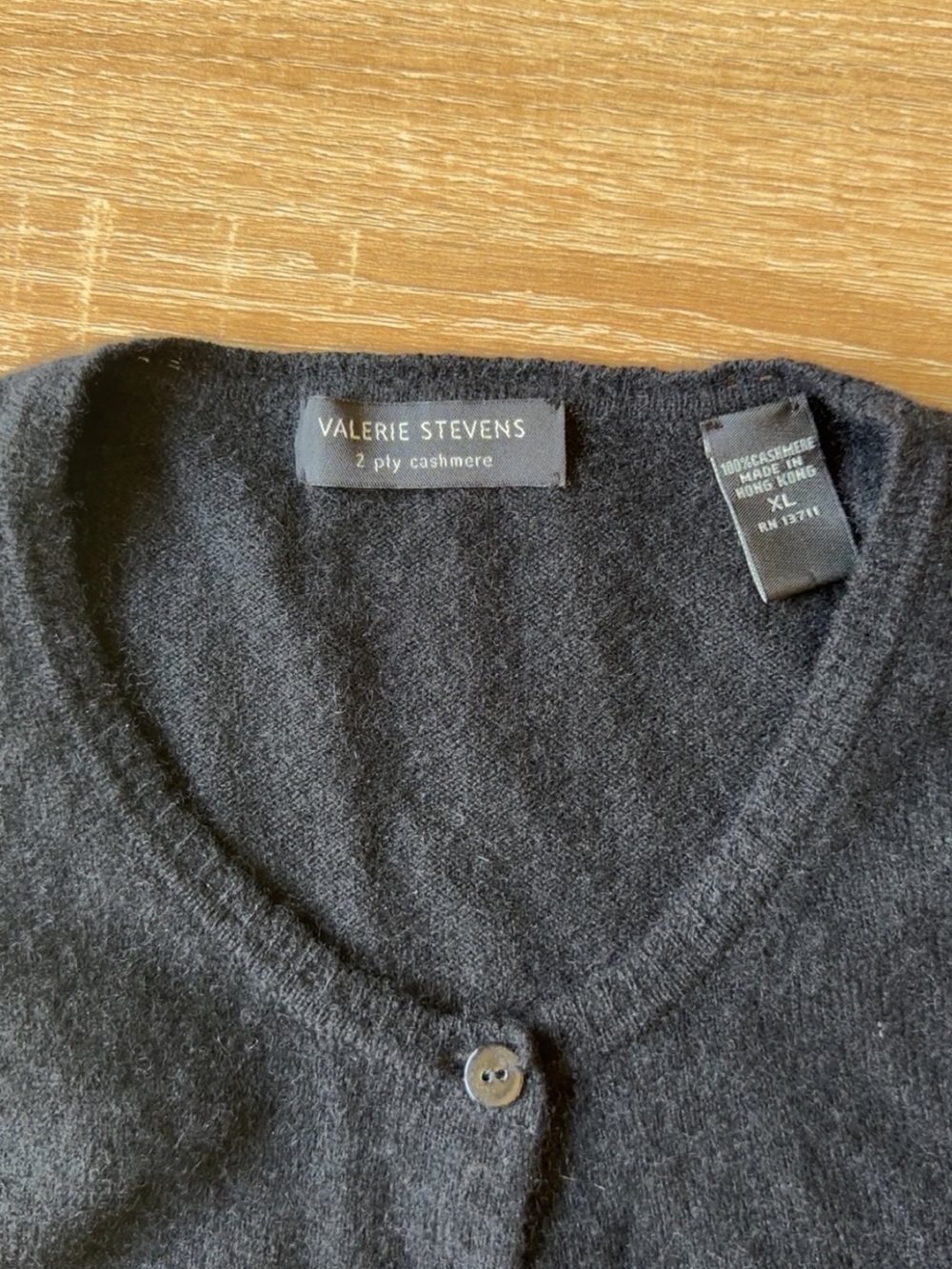 Valerie Stevens Black Cashmere V-Neck Cardigan - Classic Button Front